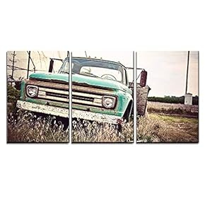 Old Rusty Car Along Historic Us Route Panels