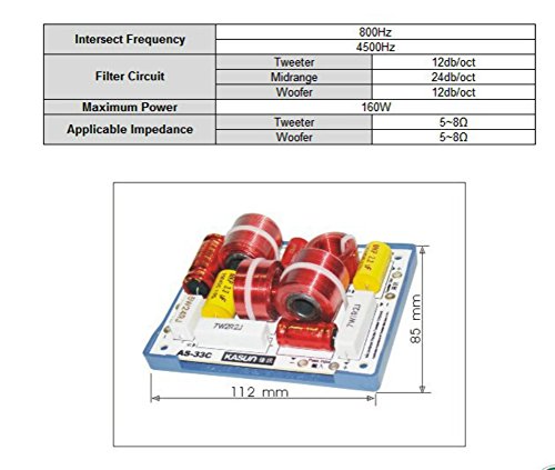 AOSHIKE 2pcs 3 Way Frequency Divider Crossover KASUN AS-33C 3Way 3 Unit HiFi Speaker Frequency Dividers Crossover Filters