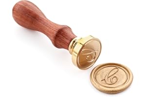 Wax Seal Stamper, VOOSEYHOME Initial Handwritten Letter Alphabet C Stamp with Rosewood Handle, Decorating on Invitations Mail Envelopes Sealers Cards Books for Birthday Themed Party Wedding Signature
