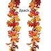 Molliy 2 Pcs Artificial Maple Leaf Garland Hanging Fall Leave Vines Hanging Plants for Autumn Wedding Door Fireplace Thanksgiving Dinner Party