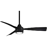 MINKA-AIRE F625L-CL Skinnie 44" 3-Blade LED Indoor/Outdoor Ceiling Fan in Coal Finish with Coal Blades and a Frosted White Le