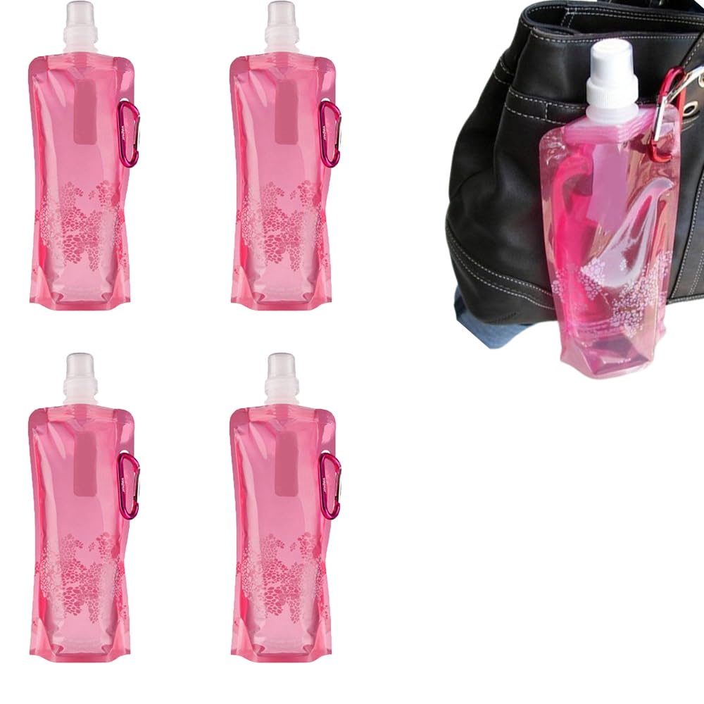 YUEYEHONGDYAIP Foldable Sports Bottle Foldable Water Bag Foldable Water Bottle Reusable Drink Pouches Bags Concealable Bottle with Clip for Sports Travel Drinks Biking Party (4)