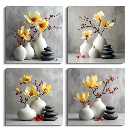 NAN 4PC Magnolia Flower Wall Art Set