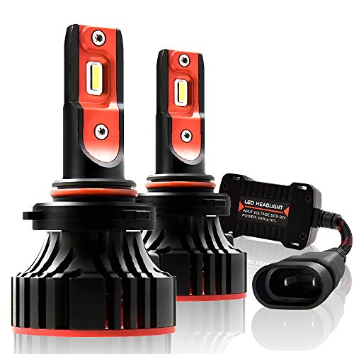 AUXITO HB3 9005 LED Headlight Bulbs Customized LED Chips 12000LM/Pair 6000K Xenon White Conversion Kit, 360 Degree Adjustable Beam Angle Mini Bulb, Pack of 2