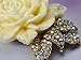 Alilang Enamel Cream Rose Flower Golden Tone Brooch Pin Aurora Borealis Crystal Rhinestone Pendant