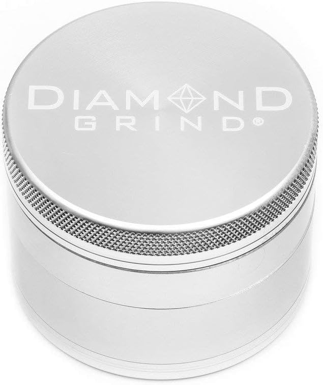 Diamond Grind 2021 4 Piece Aluminum Herb Grinder with screen 63mm (2.50") SILVER
