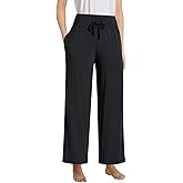 Pintage Women's Petite Lounge Pants With Pockets Wide Leg
