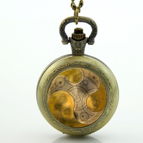 Uk Movie Doctor Who Pocket Watch Men Quartz Fashion Necklace Masters Brass Locket Necklace Timelord Seal Pendant