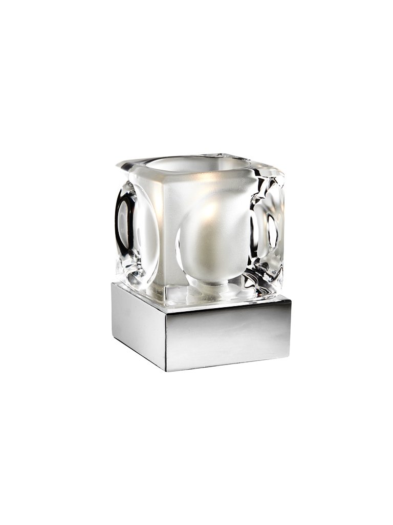 Silver Chrome Ice Cube Glass Dimmable Touch Table Lamp Ideal For Bedside H10cm