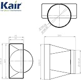 Kair Ducting Adaptor 220x90 to 150mm Rectangular to Round 6" Connector view 2