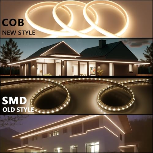 BENLUN 220 V COB LED Strip Waterproof 30 m, 3000 K Warm White Flexible Cuttable LED Strip 300 W CRI 90+ Without Transformer, for Bedroom, Gaming, Office, Outdoor Pergola