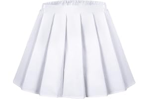 Auranso Girls Pleated Skirt Kids Tennis Elastic Waist Uniform Plaid Skirt 4-14 Y
