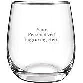 Personalized Stemless Wine Glasses, 8.8 oz Laser Engraved Custom Wine Glass Gift, Engraving Included Prime
