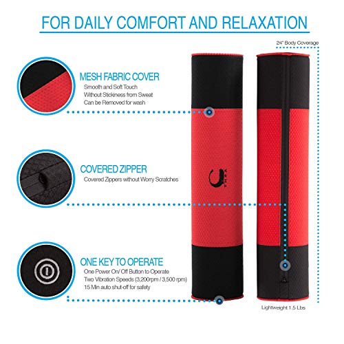 Kinelo THEA 24" Vibration Massage Bolster Pillow & Exercise Foam Roller with Free Carry Bag Red - Thumbnail 4