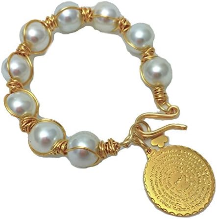 Handmade Bracelet - Padre Nuestro y Perlas de Cristal
