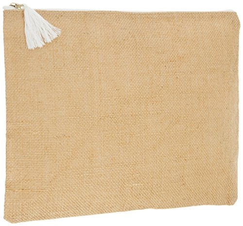 Mud Pie Zippered Solid Jute Carry All Case-Natural