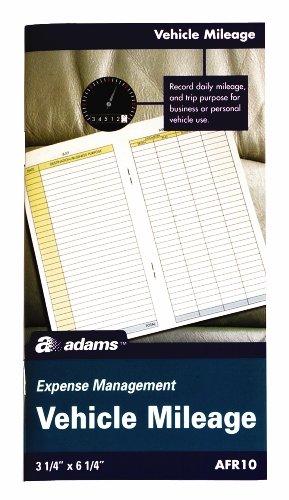 Adams Vehicle Mileage Journal, , 3.25 x 6.25 Inches, White (AFR10)