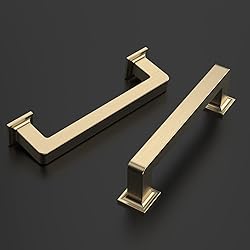 Amerdeco 10 Pack Brushed Brass Cabinet Pulls