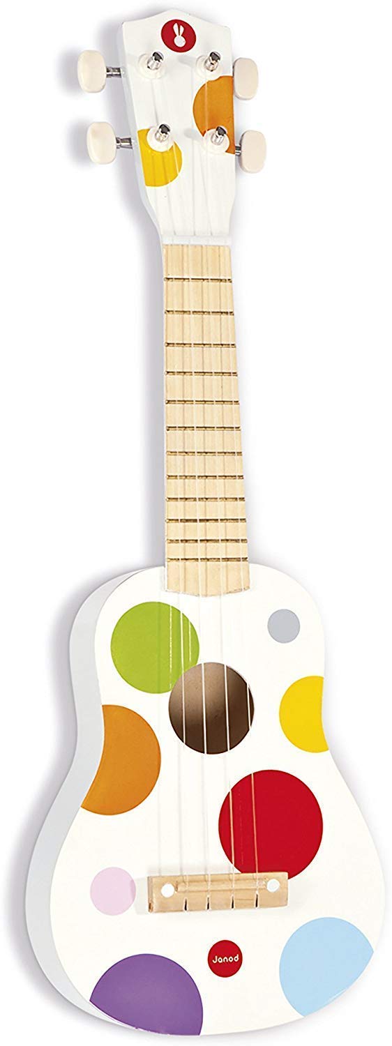 Janod Kids Wooden Toy Ukulele ‘Confetti’ - Pretend Play and Musical Awakening Toy - From 3 Years Old, J07597