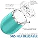 THILY Stainless Steel Stemless Wine Glasses 12 oz Vacuum Insulated Wine Tumbler with Lid and Straw, Reusable, Keep Cold & Hot for Drinks, Coffee, Cocktails, 2 Pack(Teal + Marble)