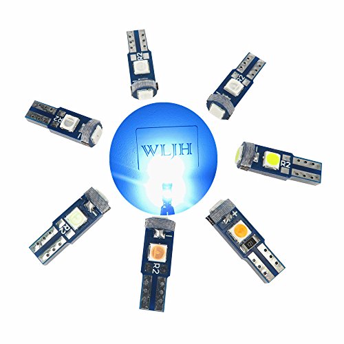 WLJH 10 Pack Ice Blue T5 LED Wedge Bulb 17 57 37 73 74 Canbus No Error Led Bulbs for Instrument Dashboard Gauge Light Speedometer Odometer Tachometer for Buick Cadillac