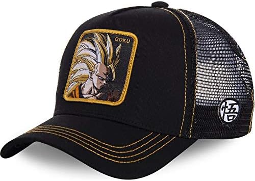 LVGUMM Dragon Ball Z Mesh Hat Goku Baseball Cap Black & Yellow Curved Brim Snapback Cap Gorras Casquette Dropshipping