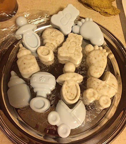 Efivs Arts Baby Shower Party Pan Bear Carriages Bottle Feet Bear Silicone Soap Chocolate Cake Cookie Mold Pudding Jelly Mold, 11.3"
