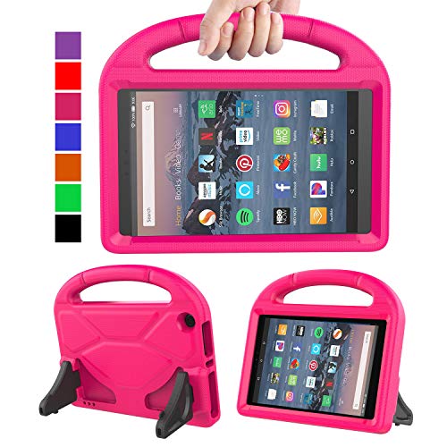 MENZO Kids Case for Amazon All-New Fire HD 8 2018/2017, Light Weight Shockproof Handle Stand Kids Friendly Case for Fire HD 8 inch (2017 and 2018 Releases) Tablet, Rose