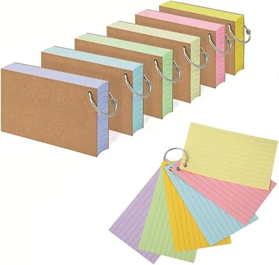 6 Pack 300Pcs Flash Cards A7 12.7x7.6cm Ruled Index Kraft Notecards