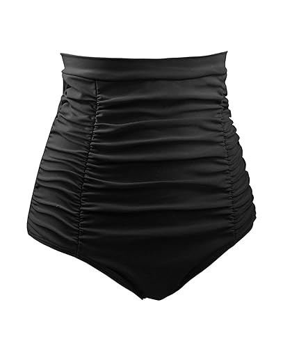 DANIFY Women's Ruched High Waisted Bikini Bottom Tummy Control