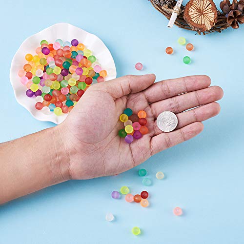 Craftdady 500Pcs 8mm Transparent Frosted Glass Beads Tiny Crystal Glass Round Loose Spacer Beads Random Mixed Colors for Jewelry Making Hole: 1mm - Thumbnail 5