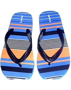 unisex-child Navy/Orange - V Flip Flops Size 2-3y