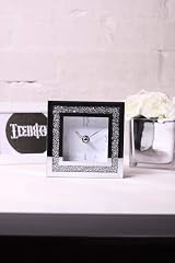 Range Square Loose Diamante Mantle Clock Crushed Jewel Glass Table Clock view 2