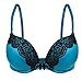 Ekouaer Underwire One Fab Fit Original Tailored Extra Coverage T-Shirt Bra 34B ,Lace Lake Blue