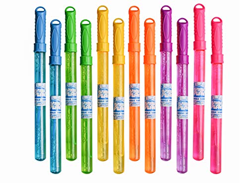 BubblePlay 12 Pack Bubble Wands: Kids Bubble Blowing Products, for Summer Toy, Outdoor/Indoor Activity Use, Bubbles Party Favors for Kids Ages 3+