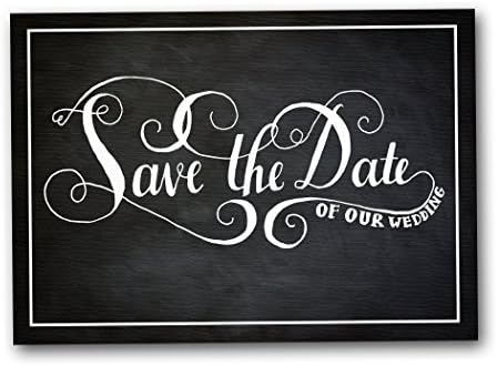 Contemporary Save the Date Cards, Chalkboard (Boxed Set of 12 Cards - Envelopes Included)