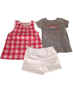 Carters Baby Girls 3 Piece Short Set, 4 Toddler