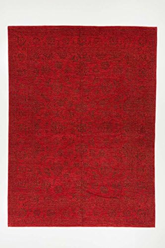 9x12 Overdyed Rug in Red Color - Hand-knotted Area Rug Made of 100% Pure New Zealand Wool (8.6 ft. W x 11.7 ft. L)