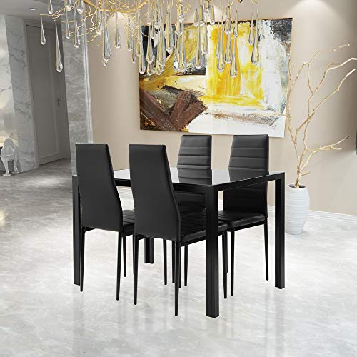 IANIYA Dining Room Table，Kitchen Table, Square Glass Kitchen Table with