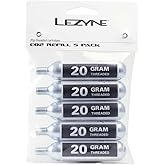 LEZYNE Threaded CO2 Cartridges 5-Pack for Quick and Easy Tire Inflation, Road, Gravel, Mountain Bike Tires, Compact, Compatible with Threaded Inflator Heads.