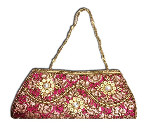 stop here handmade pink queen beaded clutch bag