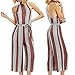 OUMAL Women Summer Jumpsuits Halter Neck Striped Wide Leg Backless Jumpsuits Rompers (M, Red)