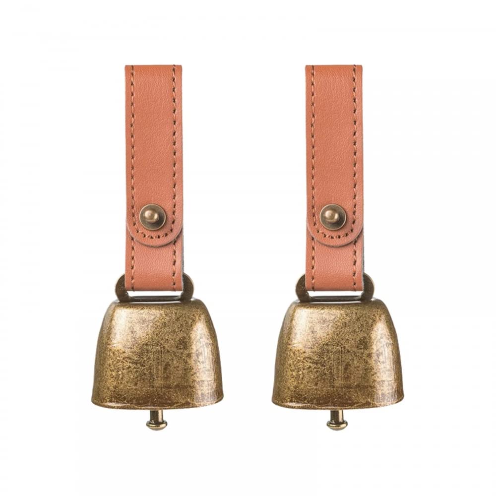DONGKER 2PCS Dog Cat Collar Bell,Pet Metal Bells Grazing Copper Bells w/Leather Button Strap for Pet Training