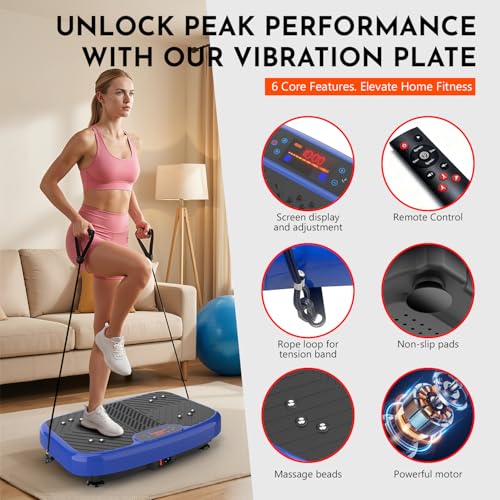 Vibration Plate Exercise Machine Weight Loss, Full Body Workout Vibration Plate Lymphatic Drainage,199 Adjustable Speeds Power Shaping Vibrating Plate Built-in Bluetooth Speaker