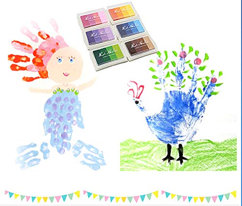 Craft Ink Pad, Set of 6 Washable DIY Stamp Ink Pads for Kids, 24 Colors - Thumbnail 4