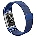 Hanlesi Band for Fitbit Charge 2 , Stainless Steel Bracelet Fitness Accessory Wristband for Fitbit Charge2 (Blue, 220mm)