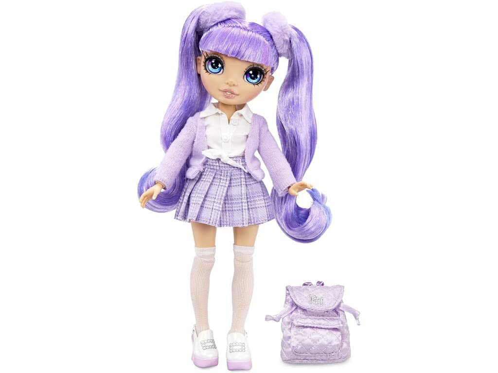 Rainbow High Jr High - VIOLET WILLOW - 9-Inch (23cm) Purple Fashion Doll With Outfit & Accessories - Includes Fabric Backpack With Open & Close Feature - Gift & Collectable Kids Ages 6+