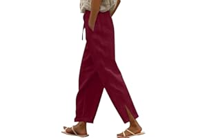TXGMNA Cotton Linen Pants for Women Casual Loose Flowy Palazzo Pants Drawstring Waist Trousers Summer Beach Vacation Outfits