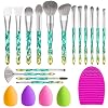 TEATTY Makeup Brushes 16 Pcs Crystal handle Makeup Brush Set 2 Silicone Face Mask Brush&4 Blender Sponge&1 Brush Cleaner…