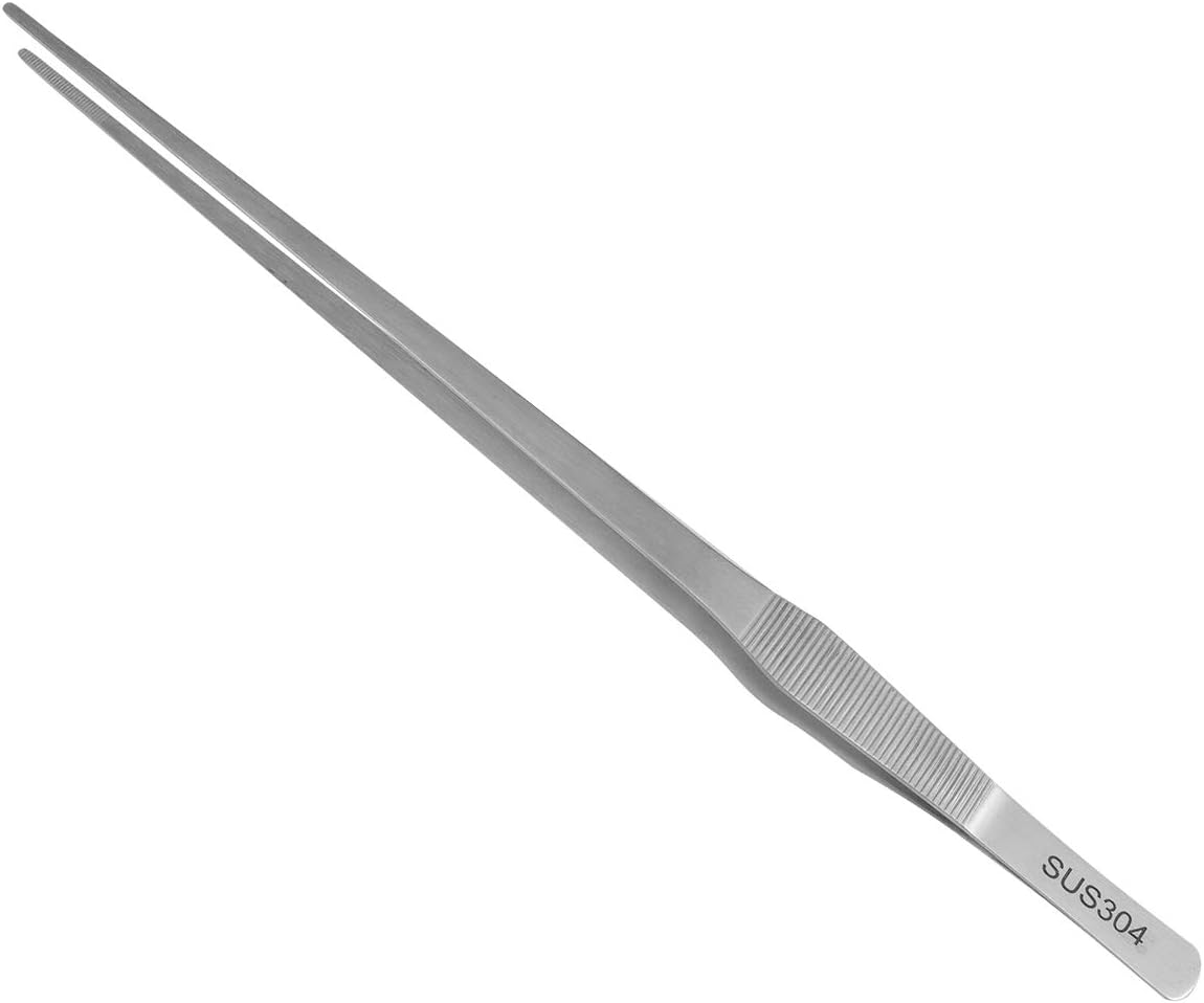 15inch /38cm Extra Long 304 Stainless Steel Aquarium Straight Tweezers,Fish Tank Aquatic Plants Tools,Reptile Snake Lizards Spider Frog Gecko Feeding Tongs